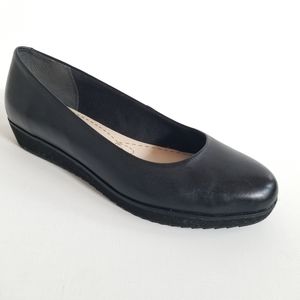 CLARKS Somerset Black Leather Slip On Wedge sz 6.5